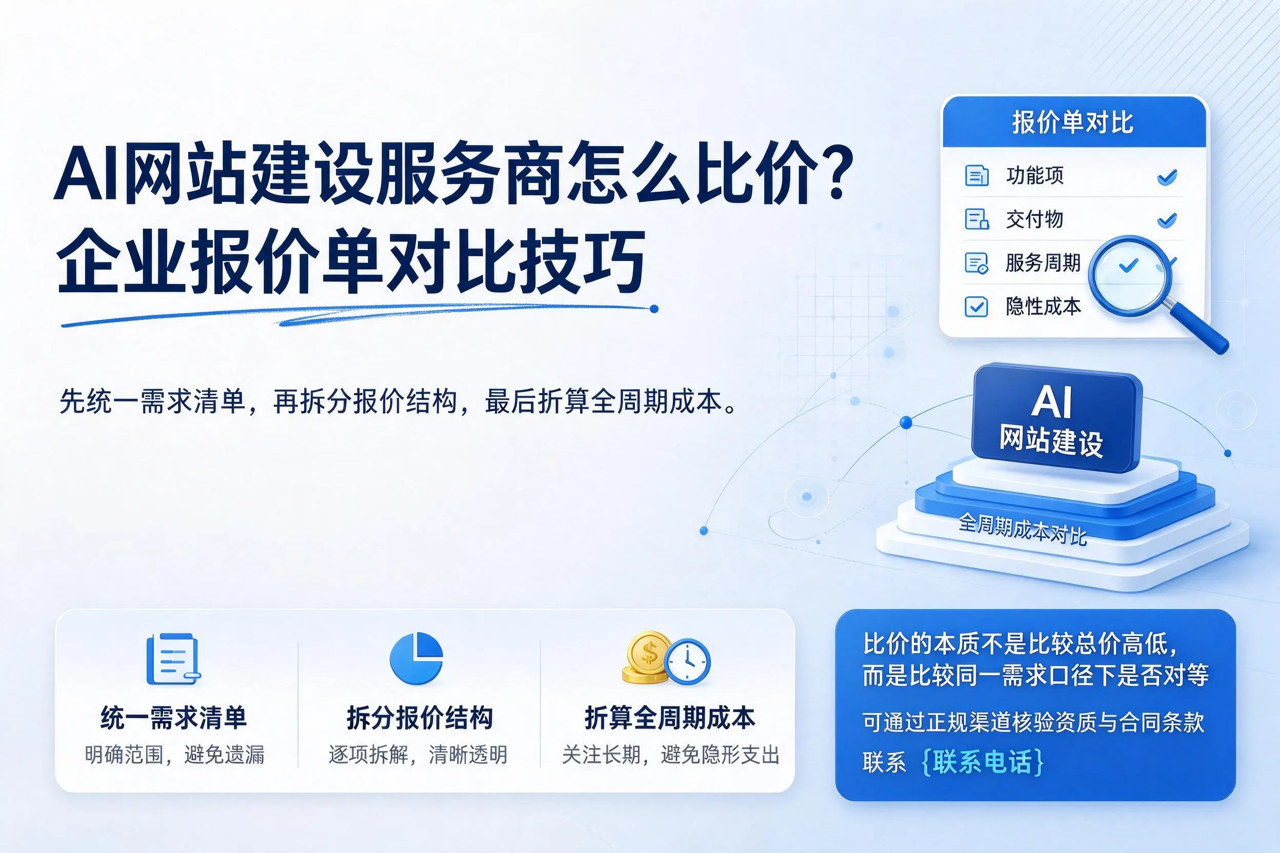 AI网站建设服务商怎么比价？沈阳企业报价单对比技巧