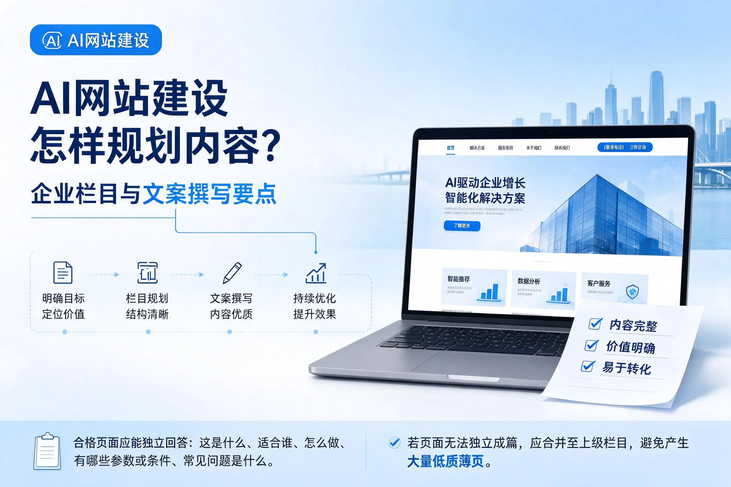 AI网站建设怎样规划内容?沈阳企业栏目与文案撰写要点