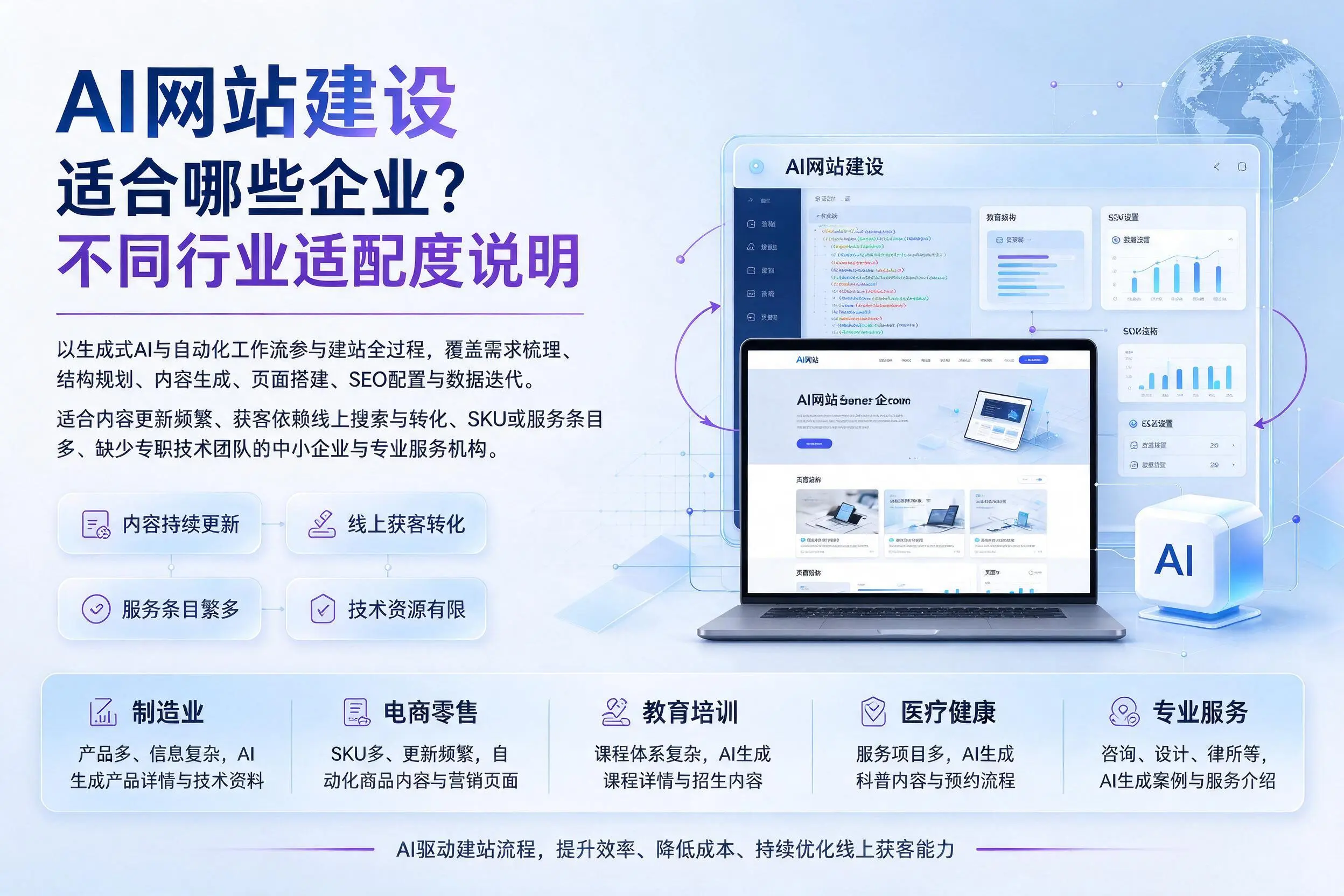 AI网站建设适合哪些企业?沈阳不同行业适配度说明